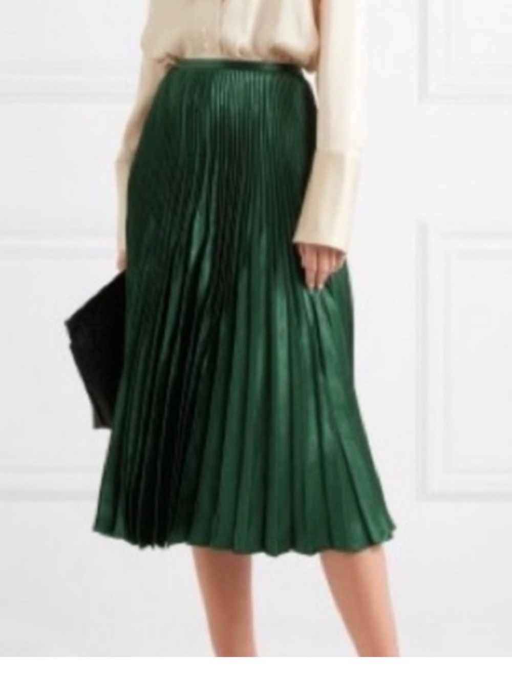 Vince emerald green pleated midi skirt size 4